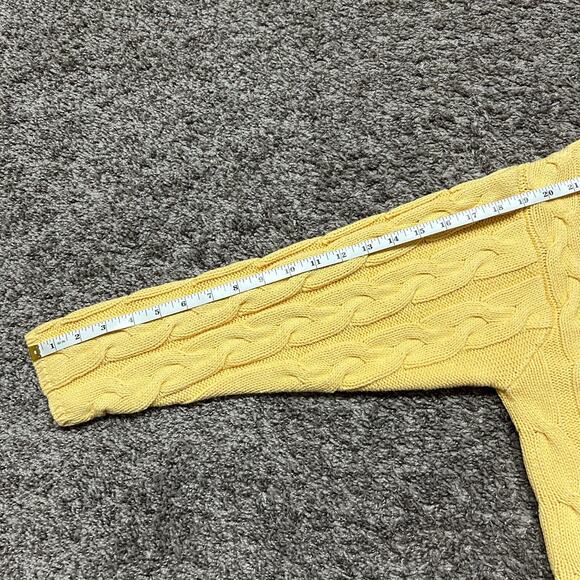 Vintage Cable Knit Sweater Eddie Bauer Petite Large Butter Yellow y2k - Picture 4 of 6